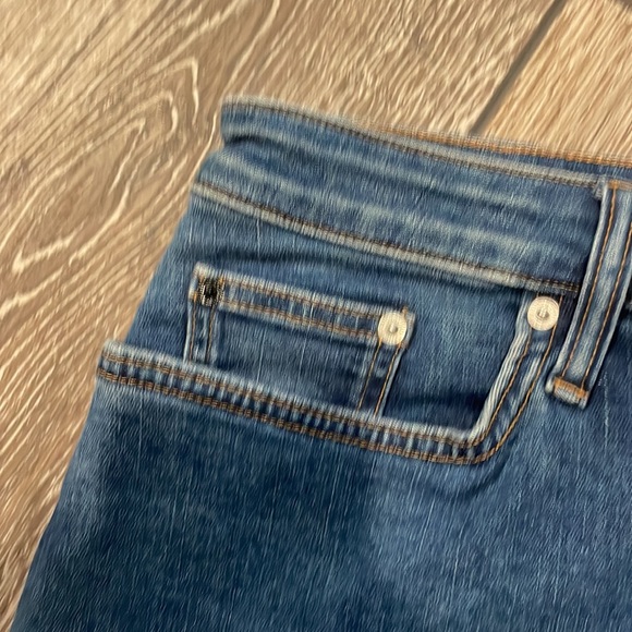 BARELY WORN Dark wash Calvin Klein, jeans skirt, with a few distressed marks - Picture 3 of 5